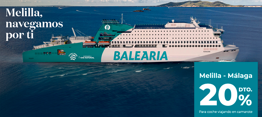 Imagen de Viaja a Melilla con Balearia y llévate un 20% de descuento sobre tu vehículo.